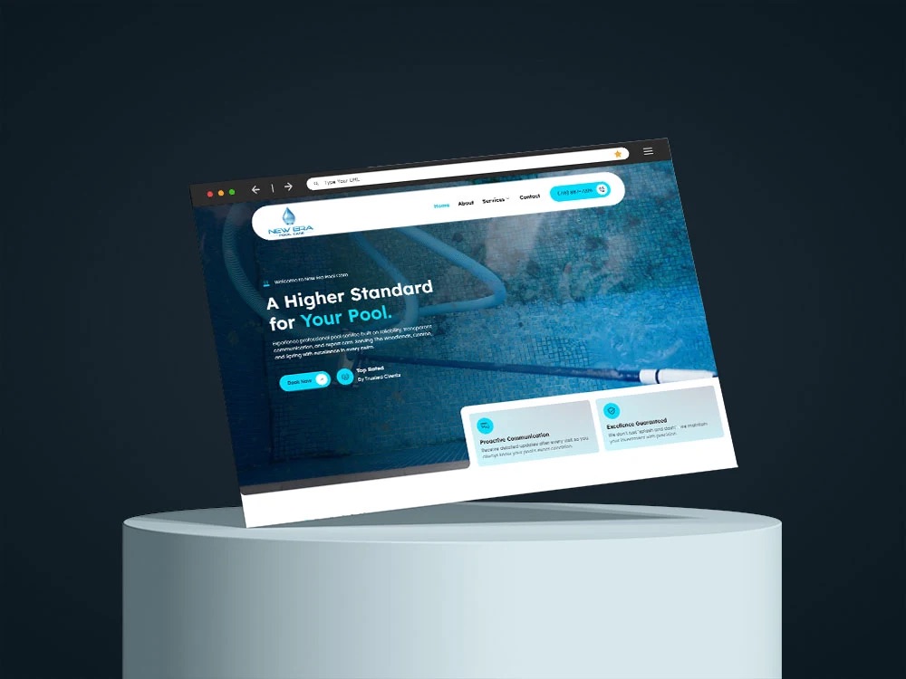 Pool care website designed by Tracemark Impression
